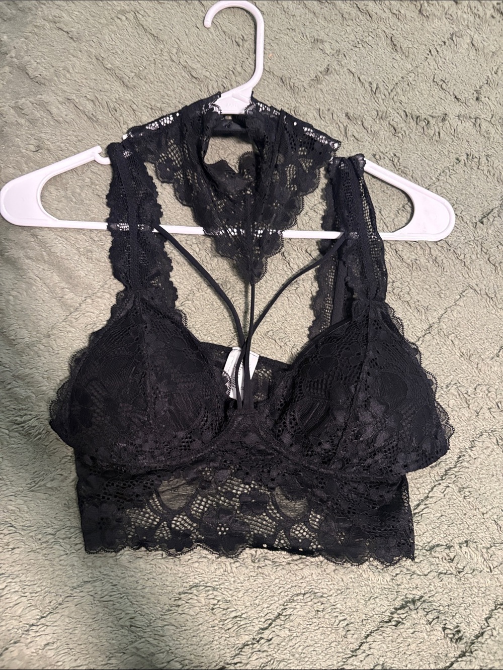 Black Lace Bralette with Decorative Choker Strap